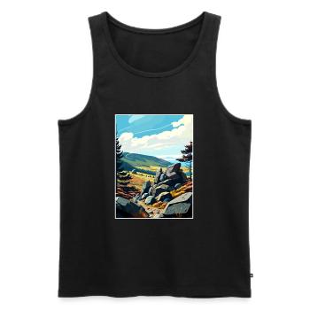 Karkonosze Pologne Vintage voyage affiche Souvenir - Débardeur bio Premium Homme - noir - Devant - Michal (187cm)