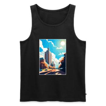 Katowice Pologne Vintage voyage affiche WPA Souvenir - Débardeur bio Premium Homme - noir - Devant - Michal (187cm)
