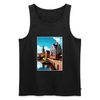 Bydgoszcz Pologne Vintage voyage affiche Souvenir - Débardeur bio Premium Homme - noir - Devant - Michal (187cm)