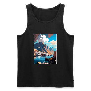 Kalymnos Griechenland Dekoration Vintage Reiseposter - Männer Premium Bio Tank Top - Schwarz - Vorne - Michal (187cm)