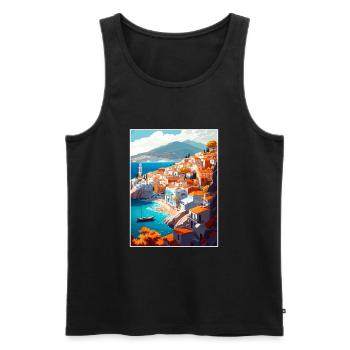 Hydra Greece Decoration Vintage Travel Poster WPA - Men's Premium Organic Tank Top - black - Front - AI Model Male 178 light (178cm)