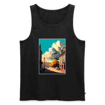 lodz Pologne Vintage voyage affiche WPA Souvenir - Débardeur bio Premium Homme - noir - Devant - Michal (187cm)