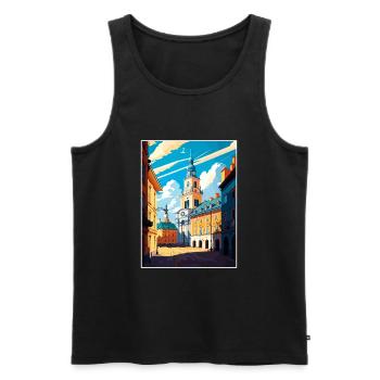 Lublin Pologne Affiche de voyage vintage WPA Souvenir - Débardeur bio Premium Homme - noir - Devant - Michal (187cm)