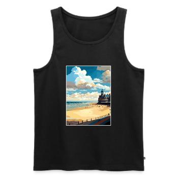 Plage de Scheveningen, Pays-Bas, affiche de voyage - Débardeur bio Premium Homme - noir - Devant - Michal (187cm)
