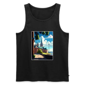 Vasteras Suède Vintage voyage affiche WPA Souvenir - Débardeur bio Premium Homme - noir - Devant - Michal (187cm)