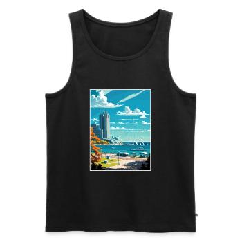 Gydnia Pologne Vintage voyage affiche WPA Souvenir - Débardeur bio Premium Homme - noir - Devant - Michal (187cm)