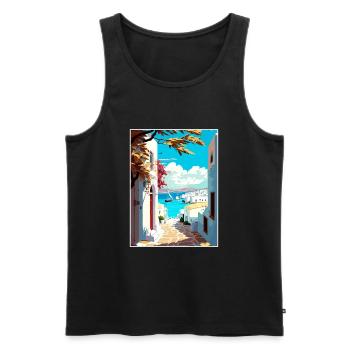 Paros Greece Decoration Vintage Travel Poster WPA - Men's Premium Organic Tank Top - black - Front - Michal (187cm)