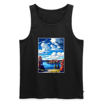 Ostersund Suède Vintage voyage affiche Souvenir - Débardeur bio Premium Homme - noir - Devant - Michal (187cm)