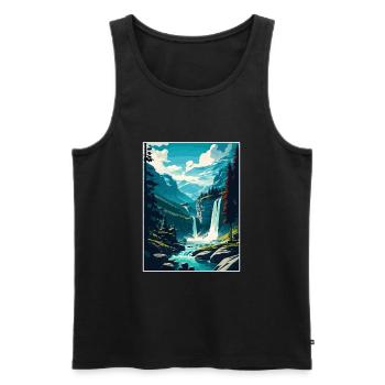 Engstligen Falls Suisse Affiche de voyage vintage - Débardeur bio Premium Homme - noir - Devant - Michal (187cm)