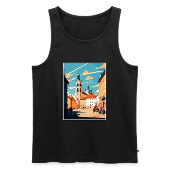 České Budějovice Tschechien Reiseplakat - Männer Premium Bio Tank Top - Schwarz - Vorne - Michal (187cm)