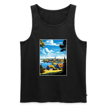 Sigtuna Suède Vintage voyage affiche WPA Souvenir - Débardeur bio Premium Homme - noir - Devant - Michal (187cm)