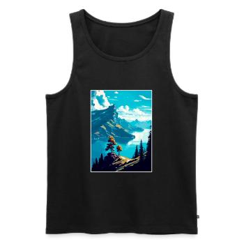 Rigi Suisse Affiche de voyage vintage souvenir - Débardeur bio Premium Homme - noir - Devant - Michal (187cm)