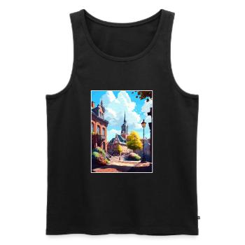 Lund Sweden Vintage Travel Poster WPA Souvenir - Men's Premium Organic Tank Top - black - Front - AI Model Male 178 light (178cm)