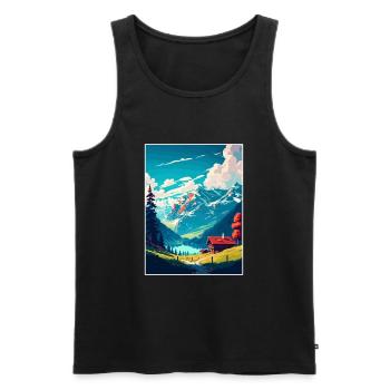 Schrattenfluh Suisse Affiche de voyage vintage - Débardeur bio Premium Homme - noir - Devant - Michal (187cm)