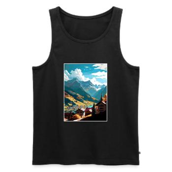 Sion Schweiz Vintage Reiseposter Souvenir - Männer Premium Bio Tank Top - Schwarz - Vorne - Michal (187cm)