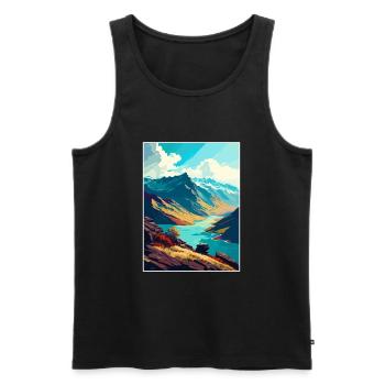 Brienzer Rothorn Schweiz Vintage Reiseposter - Männer Premium Bio Tank Top - Schwarz - Vorne - Michal (187cm)