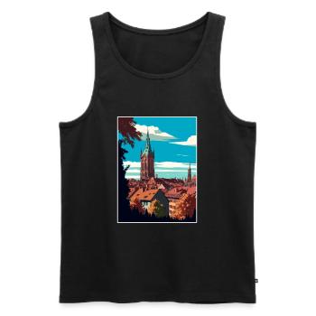 Freiburg Im Breisgau Germany Vintage Travel Poster - Men's Premium Organic Tank Top - black - Front - AI Model Male 178 light (178cm)