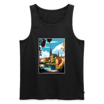 Linköping Suède Vintage voyage affiche Souvenir - Débardeur bio Premium Homme - noir - Devant - Michal (187cm)