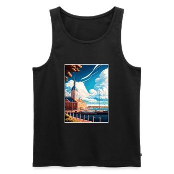 Jonköping Suède Vintage voyage affiche Souvenir - Débardeur bio Premium Homme - noir - Devant - Michal (187cm)