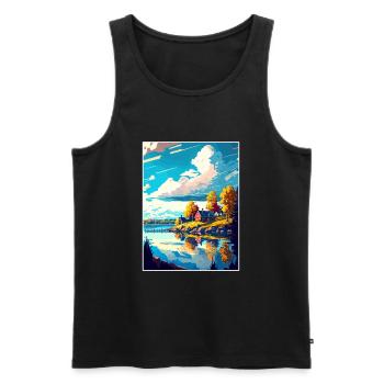 Umea Suède Vintage voyage affiche WPA Souvenir - Débardeur bio Premium Homme - noir - Devant - Michal (187cm)