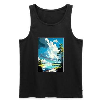 Leksand Suède Vintage voyage affiche WPA Souvenir - Débardeur bio Premium Homme - noir - Devant - Michal (187cm)