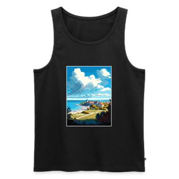 Gotland Suède Vintage voyage affiche WPA Souvenir - Débardeur bio Premium Homme - noir - Devant - Michal (187cm)