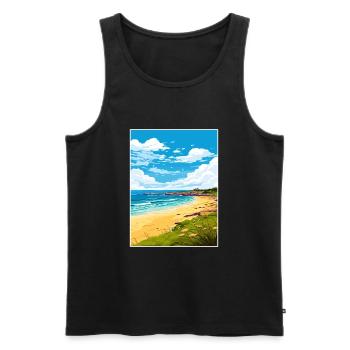Porthgwidden Beach Cornwall Affiche de voyage Vintage - Débardeur bio Premium Homme - noir - Devant - Michal (187cm)