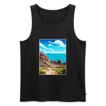 Le Minack Theatre Cornwall Vintage Travel Poster - Débardeur bio Premium Homme - noir - Devant - Michal (187cm)
