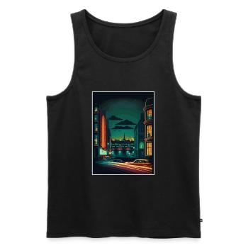 Dublin Skyline Irlande Vintage Travel Poster WPA - Débardeur bio Premium Homme - noir - Devant - Michal (187cm)