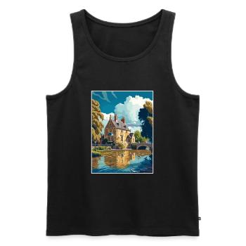 Bourton On The Water England Vintage Travel Poster - Men's Premium Organic Tank Top - black - Front - Michal (187cm)