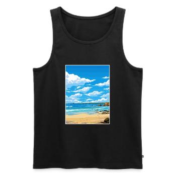 Porthgwidden Beach Cornwall Affiche de voyage Vintage - Débardeur bio Premium Homme - noir - Devant - Michal (187cm)