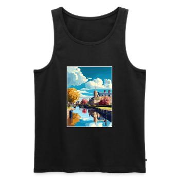 Bourton On The Water England Vintage Travel Poster - Men's Premium Organic Tank Top - black - Front - Michal (187cm)