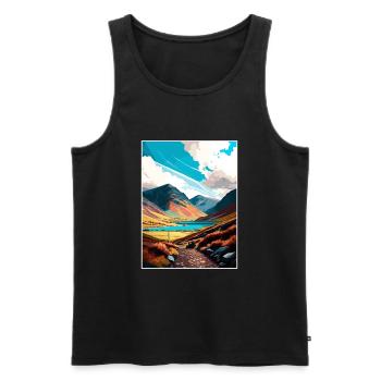 Wasdale Mountain Dekoration Vintage Reiseposter - Männer Premium Bio Tank Top - Schwarz - Vorne - Michal (187cm)