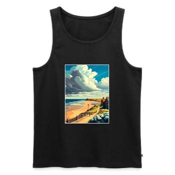 Saltburn au bord de la mer Angleterre Vintage voyage affiche - Débardeur bio Premium Homme - noir - Devant - Michal (187cm)