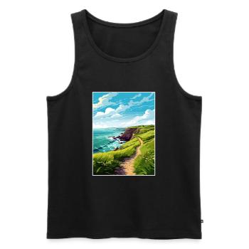 St Davids Head Pembrokeshire Vintage Travel Poster - Men's Premium Organic Tank Top - black - Front - Michal (187cm)