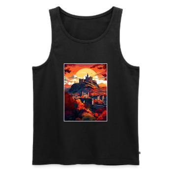 Edinburghscape European Scotland Travel Poster - Men's Premium Organic Tank Top - black - Front - Michal (187cm)