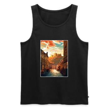 Edinburghscape European Scotland affiche de voyage - Débardeur bio Premium Homme - noir - Devant - Michal (187cm)