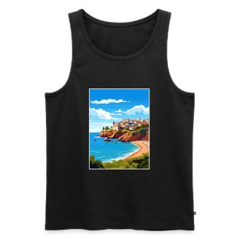 Costa Brava Spanien Vintage Reiseposter Souvenir - Männer Premium Bio Tank Top - Schwarz - Vorne - AI Model Male 178 light (178cm)