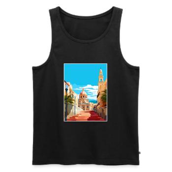 Alicante Espagne Vintage voyage affiche WPA Souvenir - Débardeur bio Premium Homme - noir - Devant - Michal (187cm)