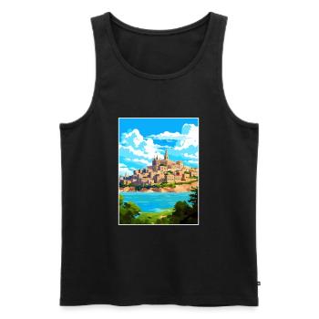 Mallorca Spanien Vintage Reiseposter WPA Souvenir - Männer Premium Bio Tank Top - Schwarz - Vorne - AI Model Male 178 light (178cm)
