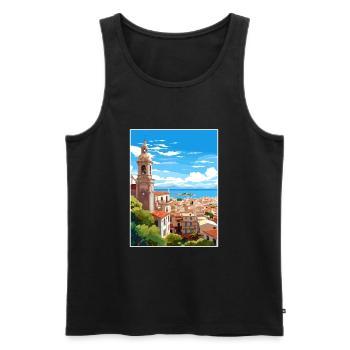 Malaga Espagne Vintage voyage affiche WPA Souvenir - Débardeur bio Premium Homme - noir - Devant - Michal (187cm)