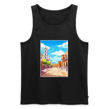 Valladolid Espagne Vintage voyage affiche Souvenir - Débardeur bio Premium Homme - noir - Devant - AI Model Male 178 light (178cm)