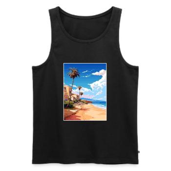 Costa Blanca Espagne Vintage voyage affiche Souvenir - Débardeur bio Premium Homme - noir - Devant - AI Model Male 178 light (178cm)
