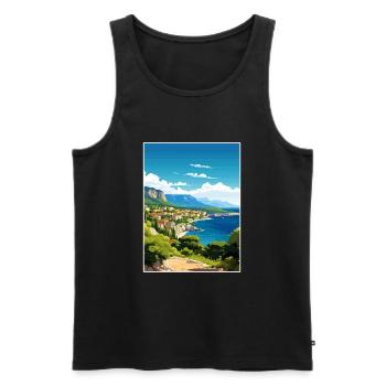 Croatie Vintage voyage affiche WPA Souvenir - Débardeur bio Premium Homme - noir - Devant - Michal (187cm)