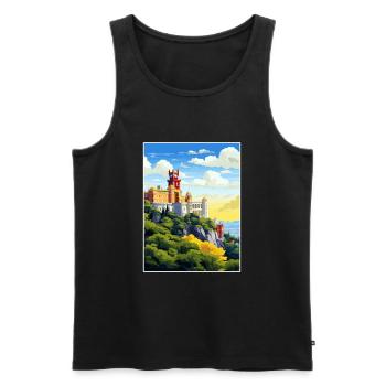 Sintra Portugal Vintage voyage affiche WPA Souvenir - Débardeur bio Premium Homme - noir - Devant - Michal (187cm)