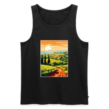Toscane Italie Décoration Vintage Voyage Affiche WPA - Débardeur bio Premium Homme - noir - Devant - Michal (187cm)