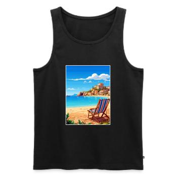 Sicile Italie Décoration Vintage Voyage Affiche WPA - Débardeur bio Premium Homme - noir - Devant - Michal (187cm)