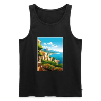 Costa Blanca Espagne Vintage voyage affiche Souvenir - Débardeur bio Premium Homme - noir - Devant - AI Model Male 178 light (178cm)