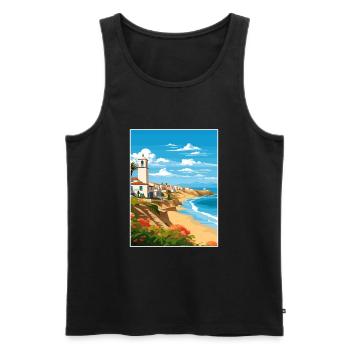 Costa De La Luz Espagne Vintage Voyage Poster WPA - Débardeur bio Premium Homme - noir - Devant - Michal (187cm)