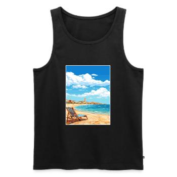 Costa De La Luz Espagne Vintage Voyage Poster WPA - Débardeur bio Premium Homme - noir - Devant - Michal (187cm)